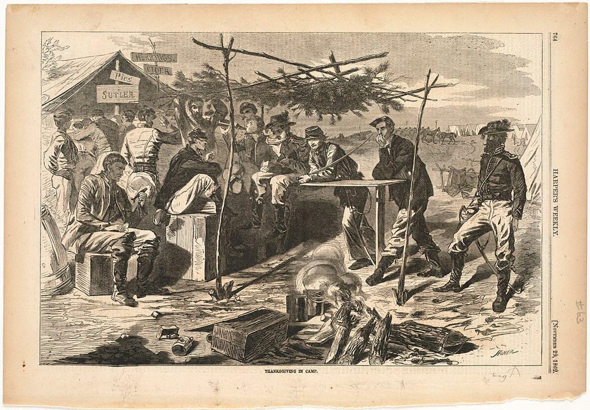 Thanksgiving at a Civil War camp in 1862. 