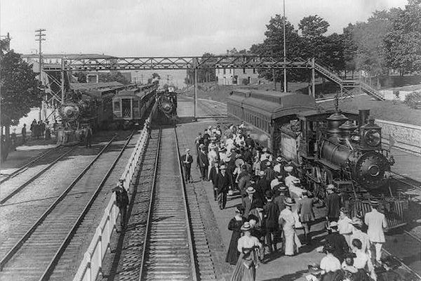 Michigan train depot, c. 1900.