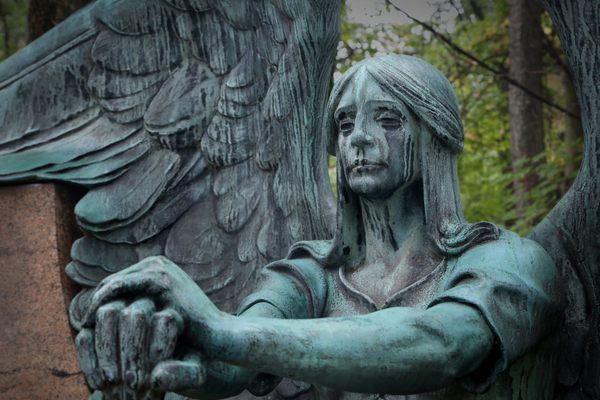"The Angel of Death Victorious" also known as the "Haserot Angel" in Lake View Cemetery, Cleveland, 10/15/2021